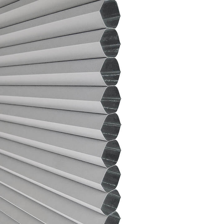 Odense Motorized Day and Night Blackout Honeycomb Shades Gray sheen